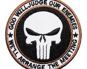 Free shipping White the punisher skull afganistan Patch Badge 7x7cm