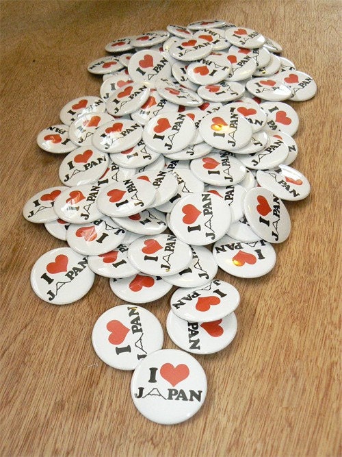 I Love Japan Button Badge Japanese Heart Pinback Button Mount Fuji Pin