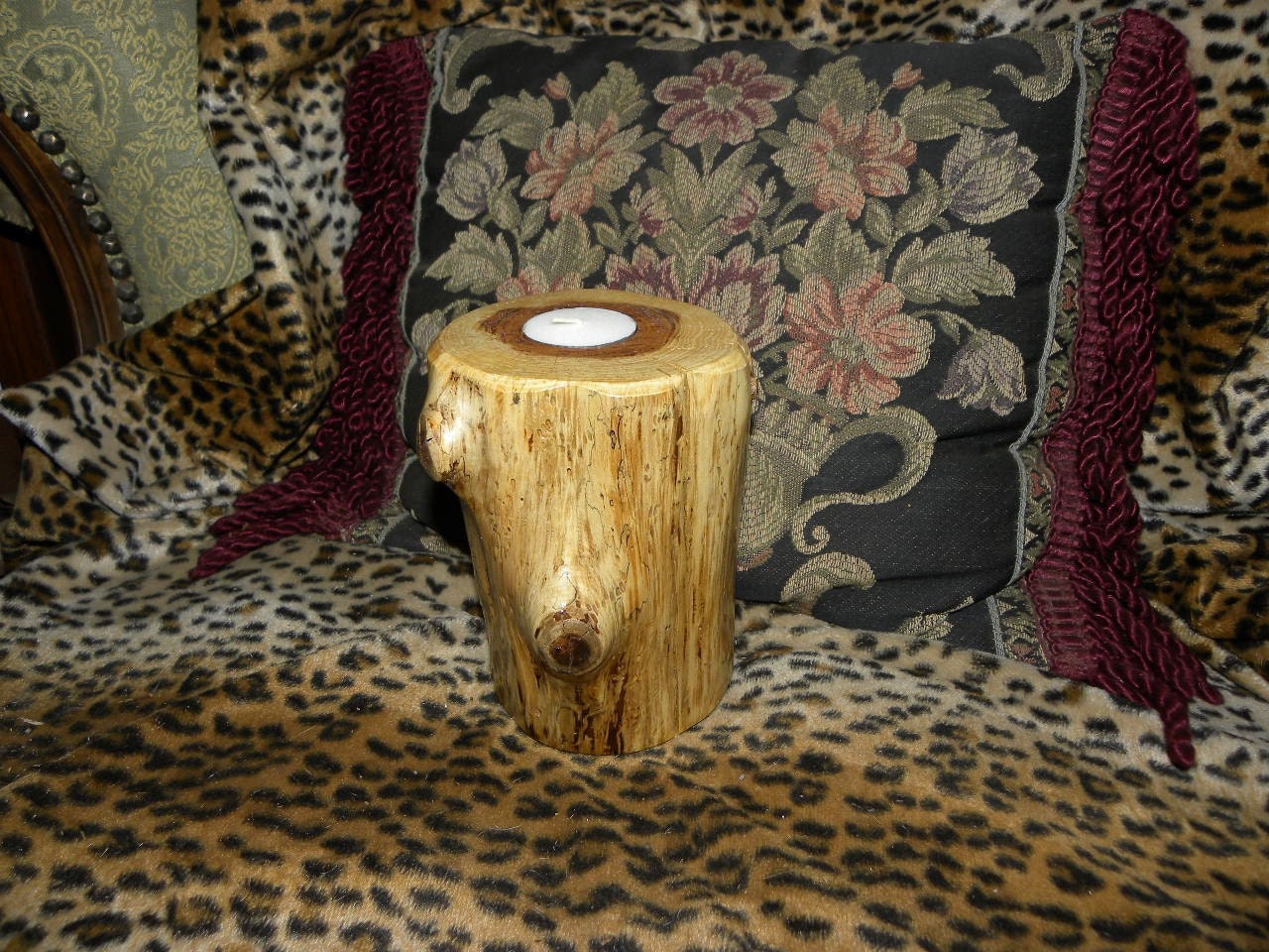 Rustic woodland Cedar Candle holder-Branches Galore Tea Light Cedar Candle Holder-Spalted Wood Candle Holders