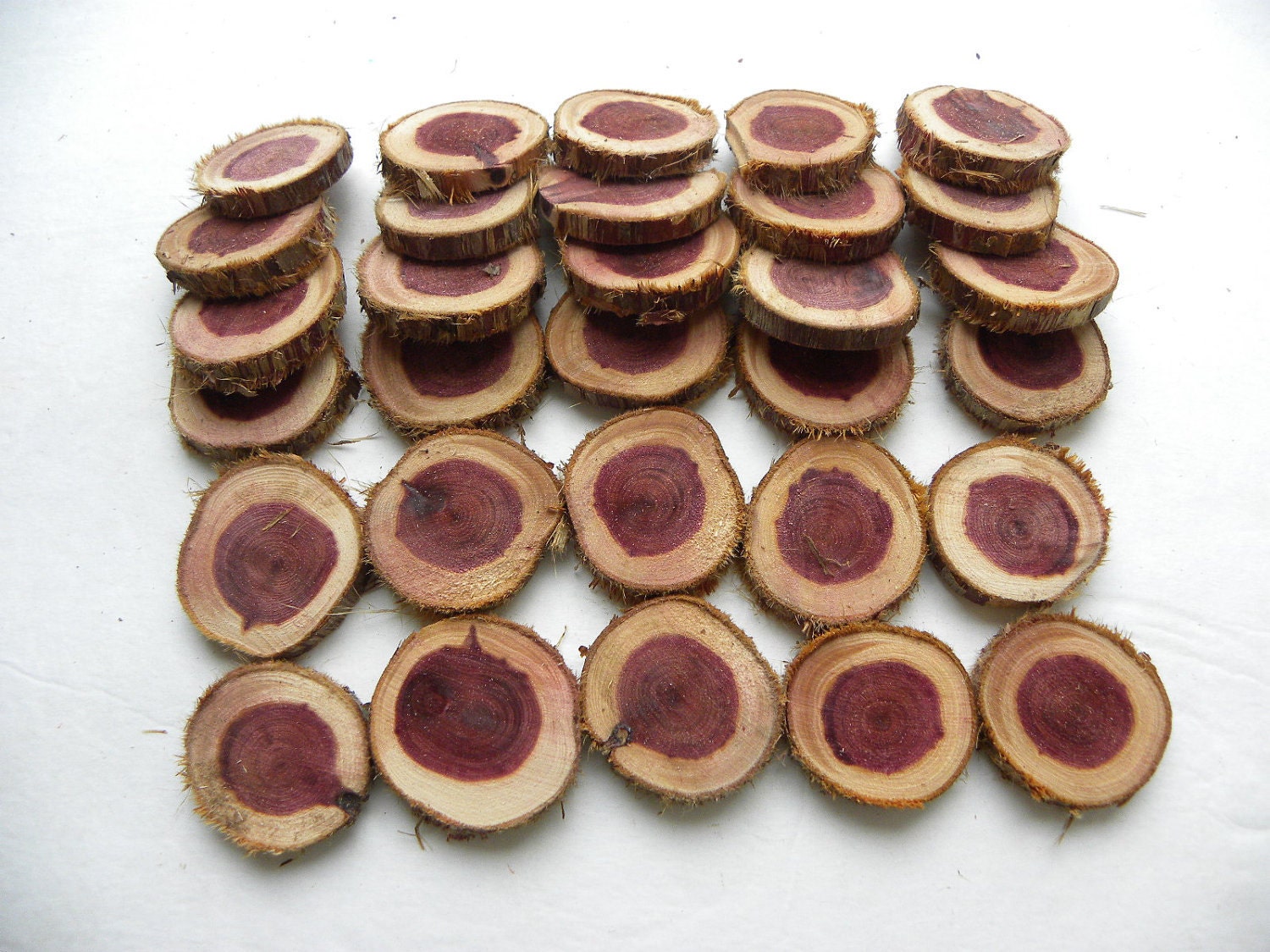 3" Cedar wood rounds-25 Woodland Wedding Coasters-Table Tags-Wooden slabs-Escort cards-Wine Glass tags