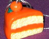 Orange Frosted Cake Slice with Sweet Oranges Fruit Topping Necklace / Pendant