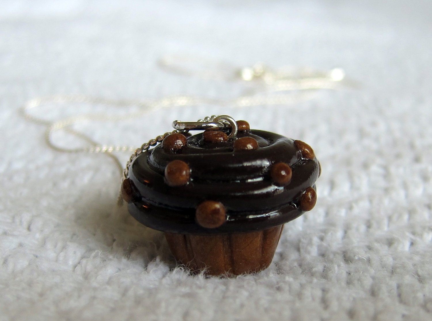 Creamy Chocolate Peanut Butter CupCake Necklace / Pendant