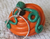 Thanksgiving Orange Pumpkin Patch Cupcake Necklace / Pendant