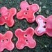 5 Glossy red ceramic buttons
