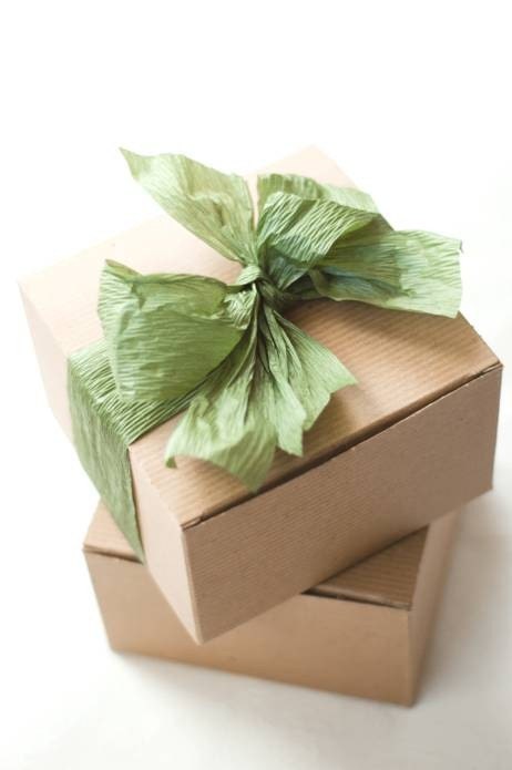 Eco-Friendly Holiday Gift Box w/ Green Ribbon - Soap, Lotion or Bath Salt, and Lip Balm