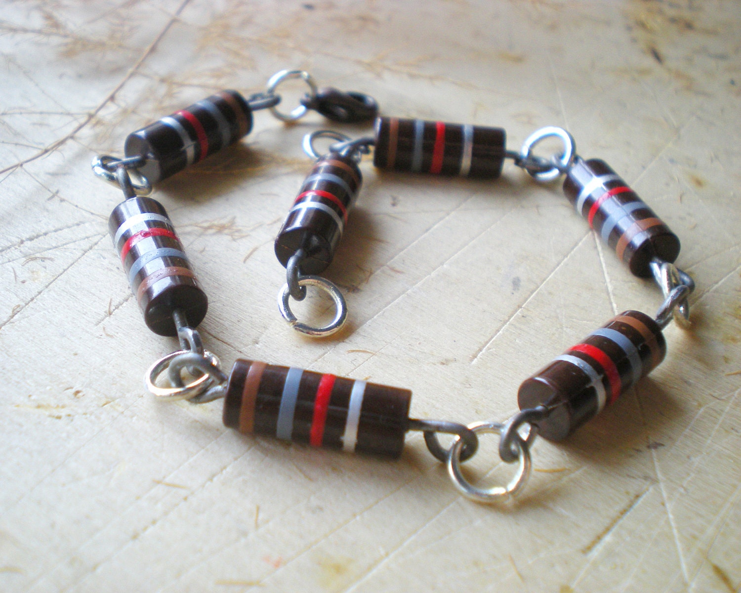 Brown Striped Men Bracelet - Resistor Geekery Bracelet for Him and Her - Unisex Bracelet