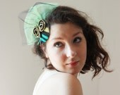 Lime Green and Black Fascinator Hat, Spring Weddings, Bridesmaid Headpiece, Flower Hat, Black Rose