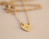 Personalized initial necklace - 14k gold monogram heart necklace for dainty necklace