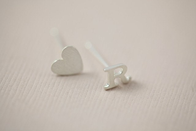 sterling silver initial earrings - personalized earrings, dainty earrings