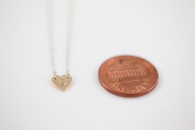 Personalized bridesmaids gift - 3 gold filled tiny initial heart necklaces