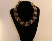 Necklace Hand Tatted Brown Beige Tan Cotton Threads