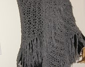 Charcoal Gray Ribbon Shawl Wrap Hand Crocheted by Mcleodhandcraftgifts on etsy