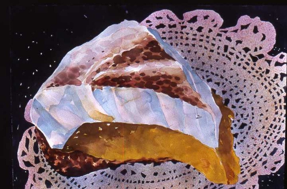 Original watercolor, Lemon Meringue Pie, 22 x 30