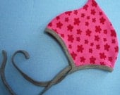 earflap hat scandi style pink and red