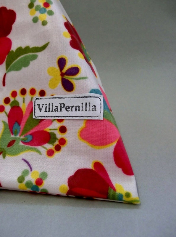 Wash bag for kids and light travelling- floral oilcloth fabric