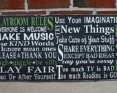 Playroom Rules in Landscape - Typography Word Art