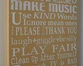 Playroom Rules Sign - Typography Word Art