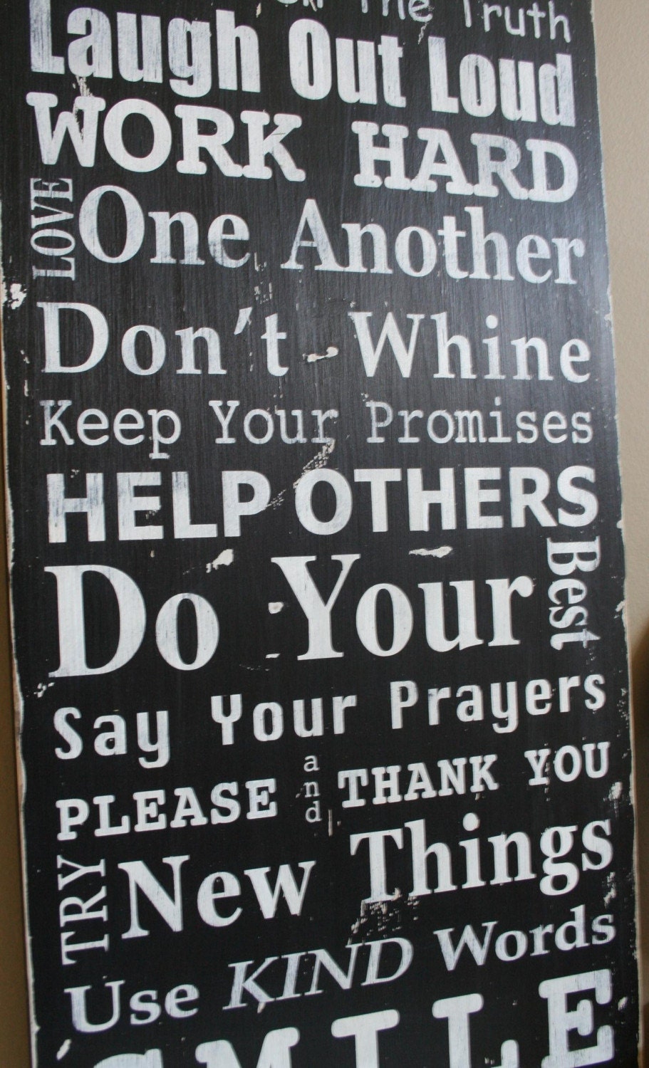 Family Rules Sign Version II - Typography Word Art