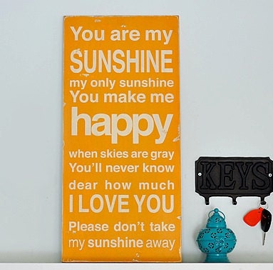 You Are My Sunshine Sign Typography Word Art in Golden Yellow