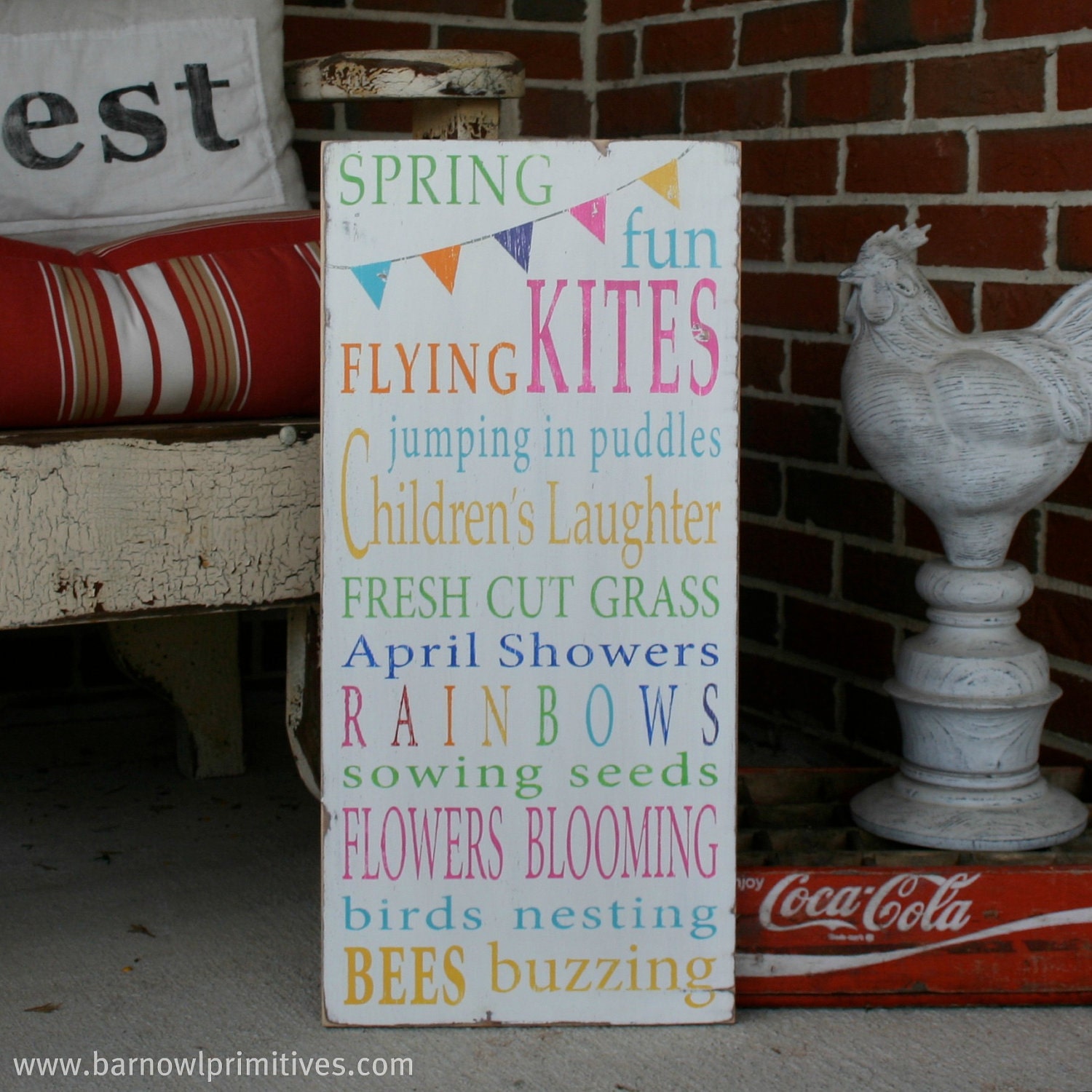 Spring Fun with Bunting Typography Word Art Sign - Limited Edition