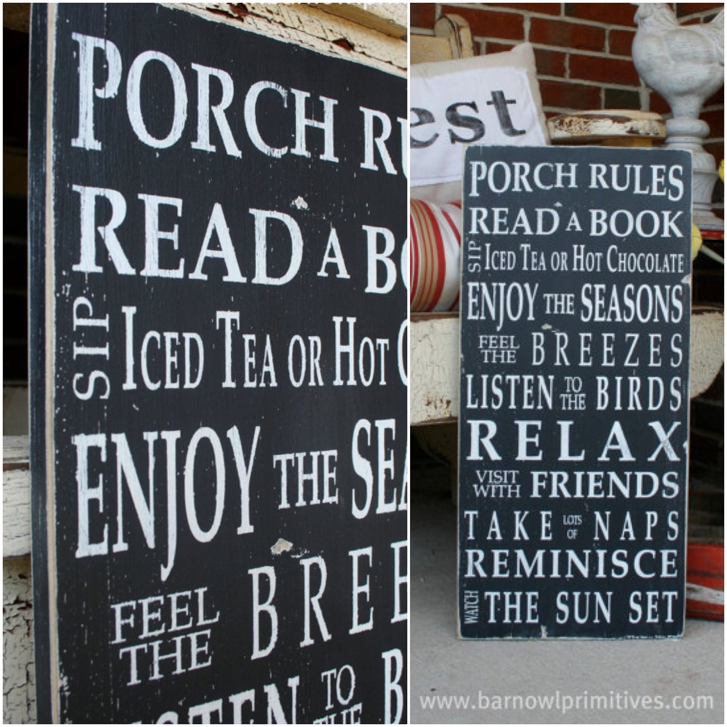 Porch Rules Vintage Style Typography Word Art Sign
