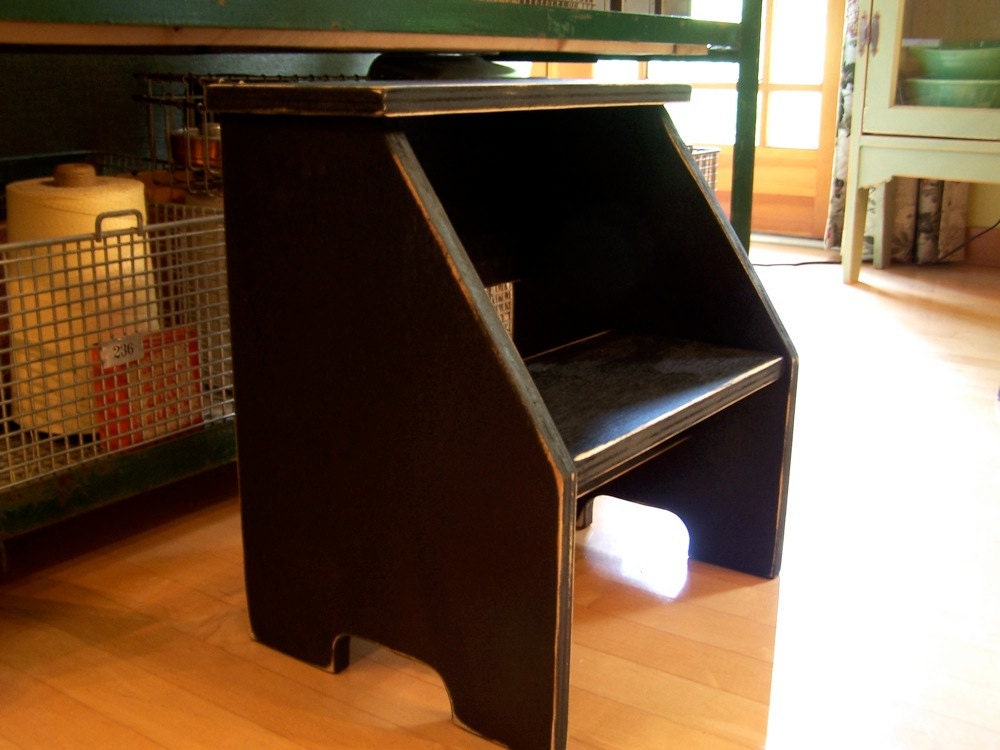 Vintage Style Two Step Stool in Black Handmade by Circle Creek Home
