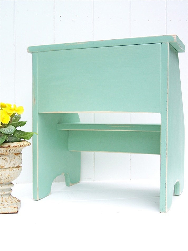 Vintage Style Two Step Stool in Jadite Handmade by Circle Creek Home
