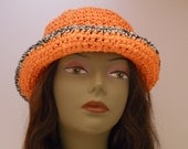 Womens Spring Summer Hats  Collection OOAK Orange Cloche With Black and White Trim