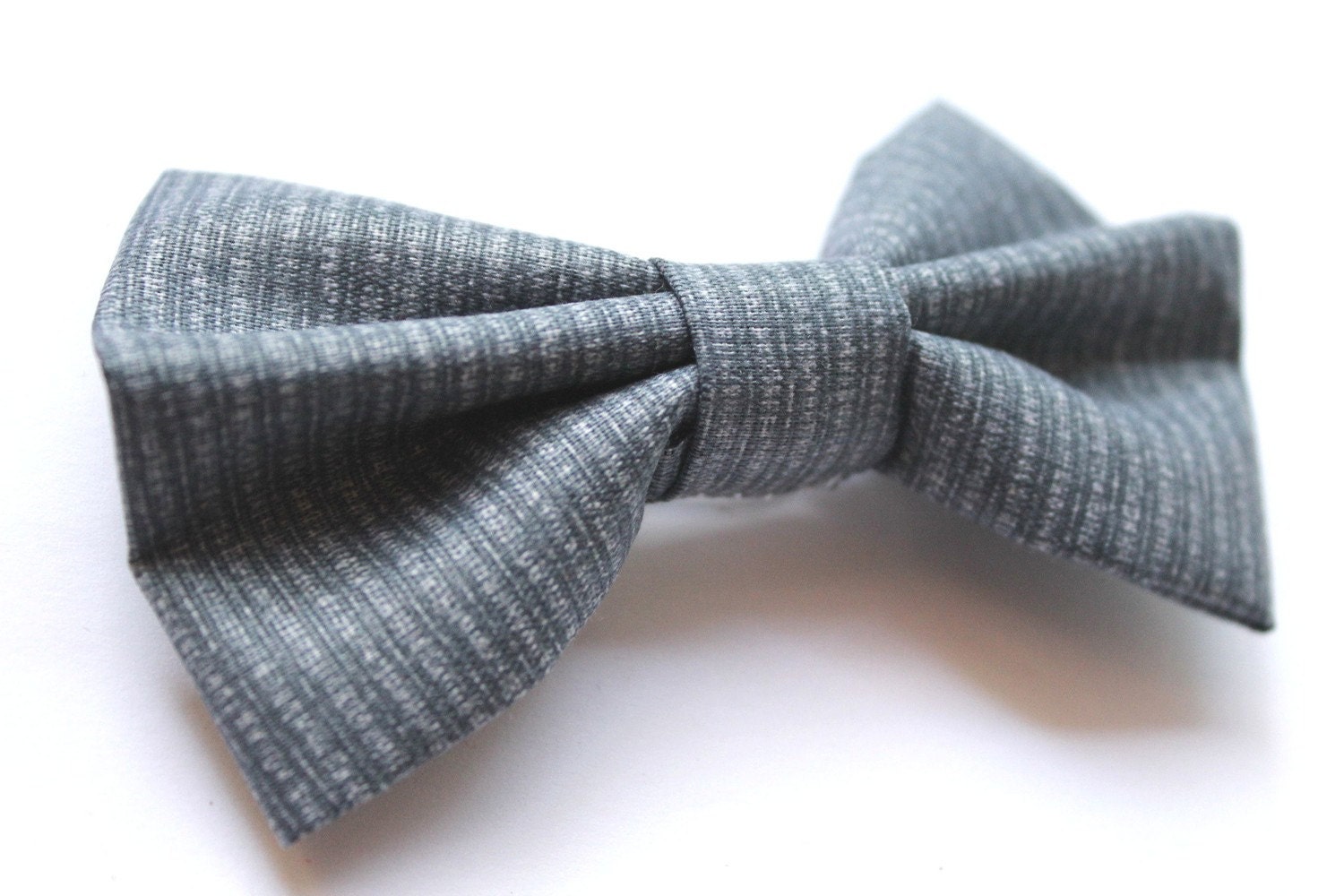 Baby Blue Striped Fabric Bow Tie Barrette Hair Clip