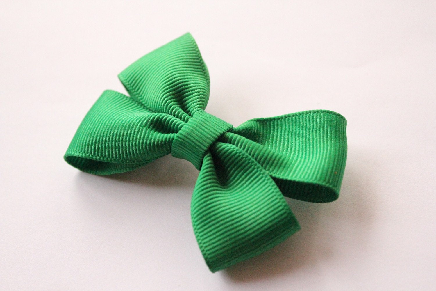 Green Ribbon Double Bow Barrette Hair Clip