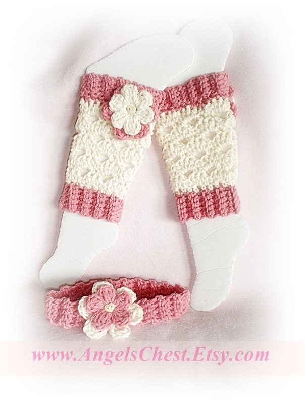 PDF Crochet Pattern Lovely Eggshell with Flowers LEG Warmers Size Newborn to Preteen Photo Prop No. 20