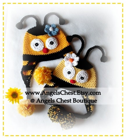 CUTE as can BEE HAT crochet pattern Pdf Format Sizes Newborn to Adult by AngelsChest Pattern No. 31