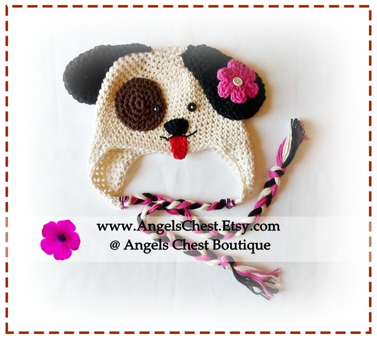 Crochet PUPPY DOG Hat PDF Pattern Sizes Newborn to Adult Boutique Design - No. 33 by AngelsChest