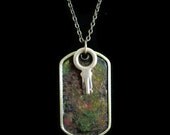 Jewelry Pendant Handpainted Brass Key Dogtag Pendant