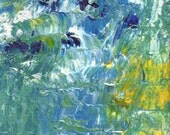 Acrylic Fine Art Original Painting - Abstract Waterfall in white double mat