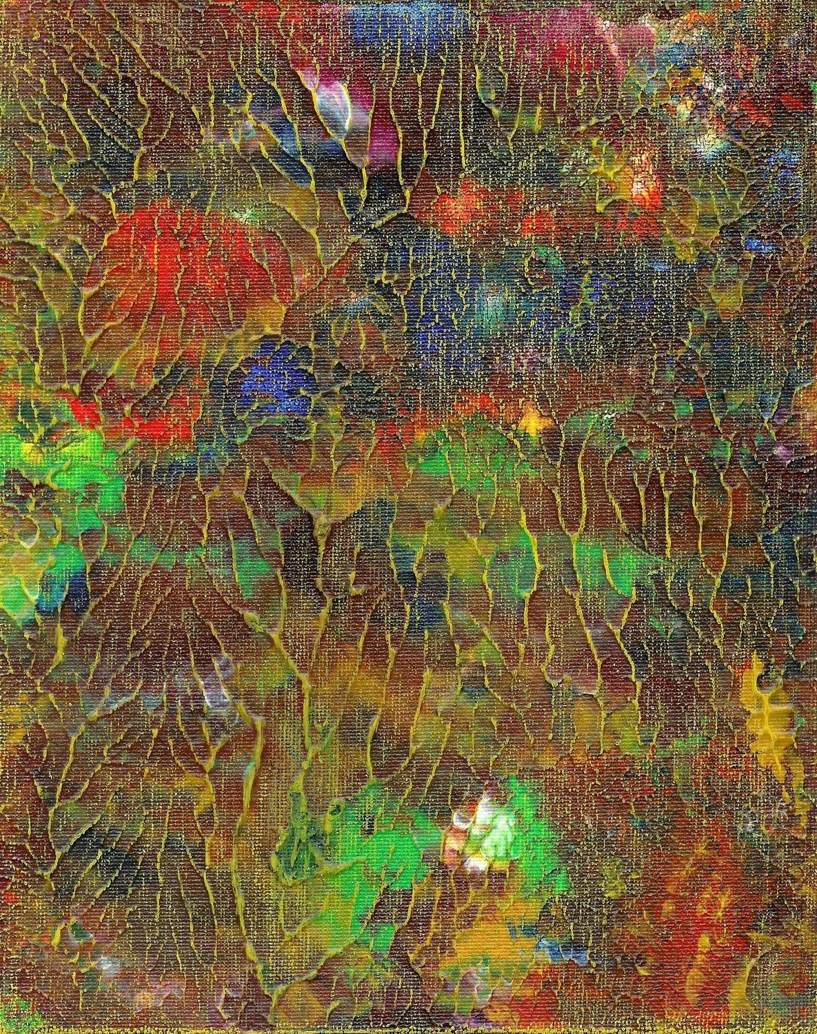 Fine Art Original Abstract Painting Distant Garden - Original Organic Abstract Acrylic and Pastel Painting