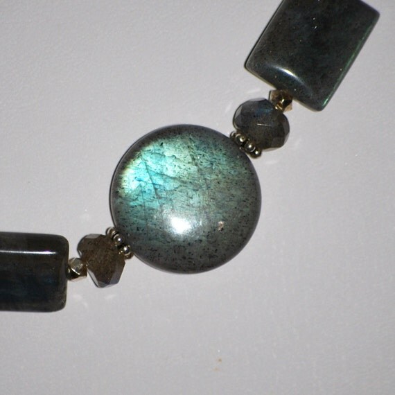 Labradorite Squares and Circles Necklace by MixedMediaDesigns1
