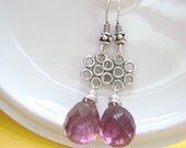 Amethyst Purple Earrings briolette and Sterling silver bubbles