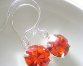 Vintage Red Hyacinth Swarovski stone Silver earrings, bridesmaid gift, Wedding earrings