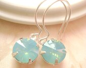 Pacific Opal Silver earrings, Swaroski stone, bridesmaid gift, Wedding earrings