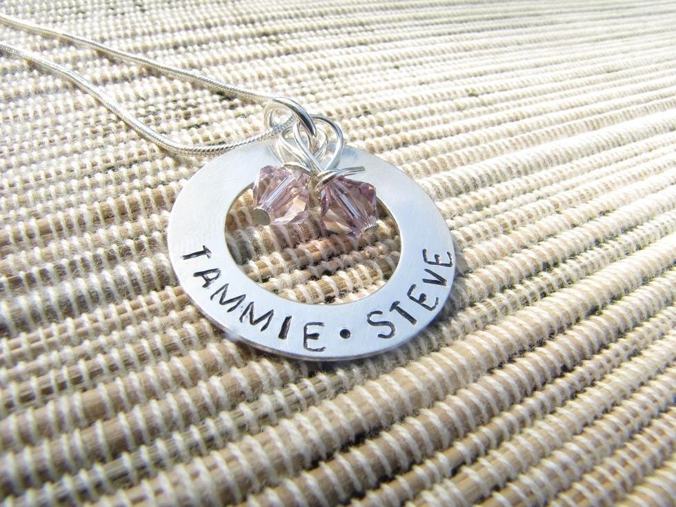 Sweet Circle of Love Hand Stamped Necklace