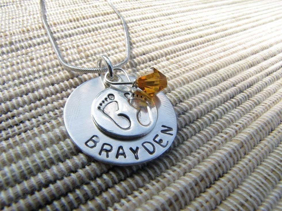 Sweet Baby Feet Handstamped Necklace