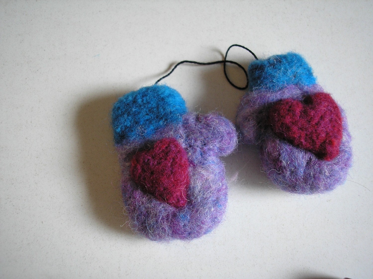 Needle Felted Mittens - Fiber Art Ornament -Christmas ornament - Gift Exchange -Secret Santa