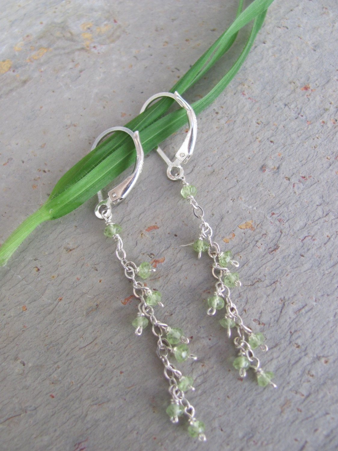 Peridot Seed & Silver Dangle