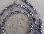 Indigo Iolite, Pearl and Silver Long Necklace/Bracelet