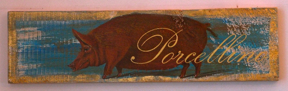 Pig painting Original acrylic on reclaimed rustic solid wood board