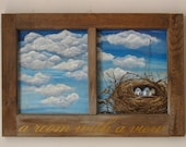 Egg & Nest original painting on reclaimed rustic solid wood