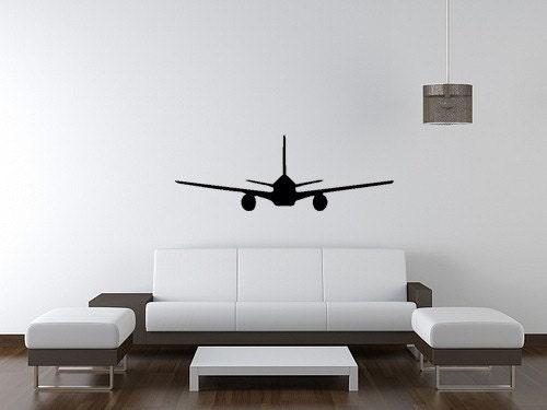 Airplane 737 big silhouette 28x10 Vinyl Decal Wall Lettering Words Quotes Art Custom SewCuteandMore