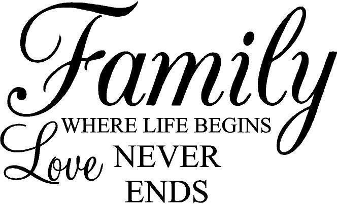 Family where Life Begins Love Never Ends 36x22 Vinyl Decal Wall Art Lettering Quote Nursery
