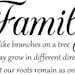 Family like branches on a tree Vinyl Decal Wall Art Lettering Quote Nursery